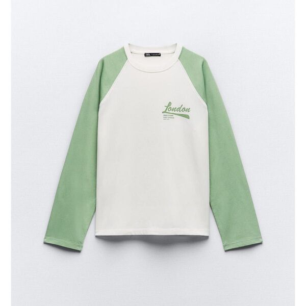 ZARA ザラ テキストウォッシュ加工Tシャツ トップス 長袖 レディース S