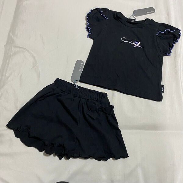 【新品タグ付き】ベビー 80 セットアップ 半袖Tシャツ 短パン ハーフパンツ 黒 保育園着 体操着 体操服 まとめ売り 運動会