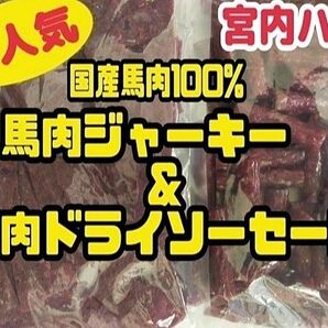 ★超入手困難・激レア★宮内ハム/国産馬肉100%ジャーキー・ドライソーセージ2袋