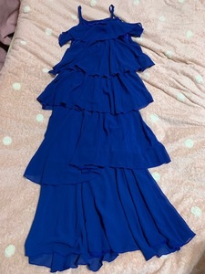  unused new goods! Cecil McBee frill maxi One-piece long One-piece [ blue * free size ]* two next . One-piece party dress 