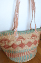 未使用 美品 アフリカ かごバッグ インテリアにも african woven fiber bag_画像1