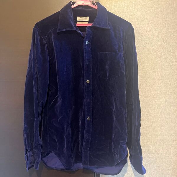 COMME CA DU MODE MEN ベロアシャツ ネイビー