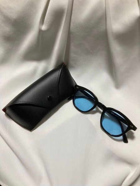 サングラス blue×black ウェリントン UV400