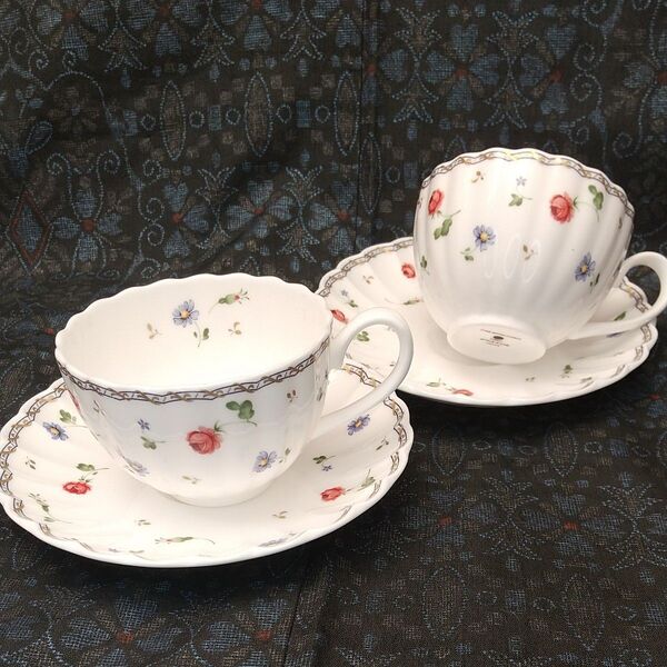 【NIKKO】=FINE BONE CHINA= 花柄カップ&ソーサー 2セット YBE002