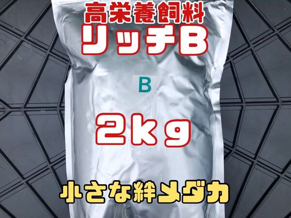 高栄養飼料 リッチB 2㎏ めだか 熱帯魚 観賞魚等のエサに ハイグロウ 科学飼料研究所【小さな絆めだか】