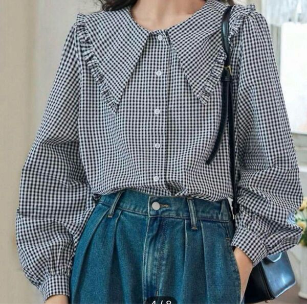 SHEIN FRIFUL シーン ギンガムチェックブラウス ブラウス 長袖シャツ