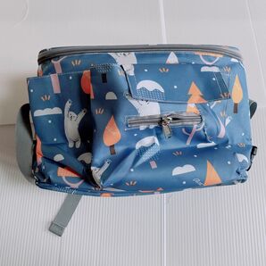 ベビーカー用バッグ おむつバッグ ベビー用品収納 出産準備 旅行用 小物 大容量 おでかけ かわいい コンパクト ブルー 動物