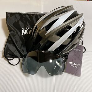 自転車ヘルメット ロードバイク MTB ブラック LEDライト 磁気ゴーグル 通勤 通学 軽量 シンプル 丈夫 夜行LEDライト