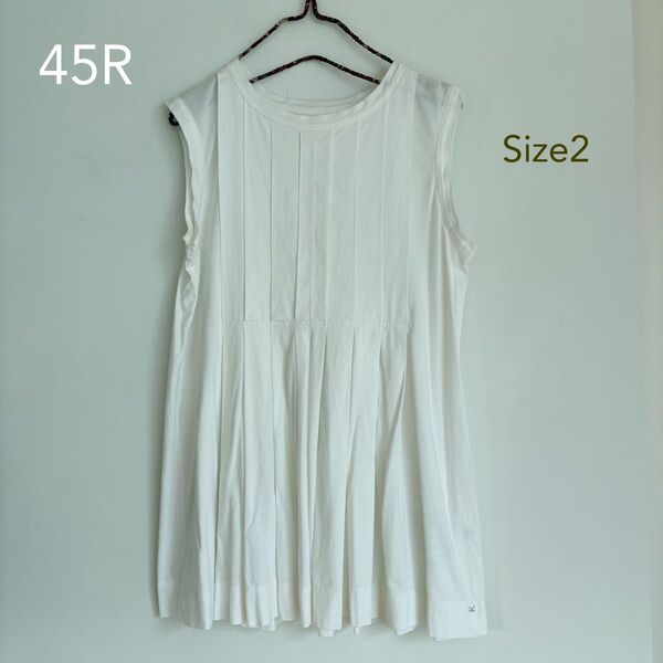 45R 45rpm タックフレア カットソー ノースリーブ チュニック 2