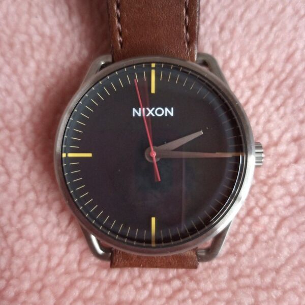 NIXON ニクソン アナログ A129-019 THE MELLOR レザー クォーツ 腕時計 稼働品 黒文字盤