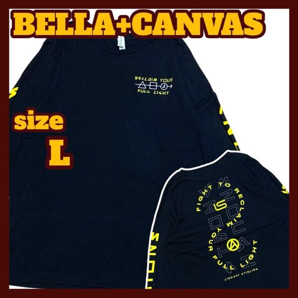 【US古着】BELLA+CANVAS 長袖 両面プリント ロンT ブラック Lサイズ