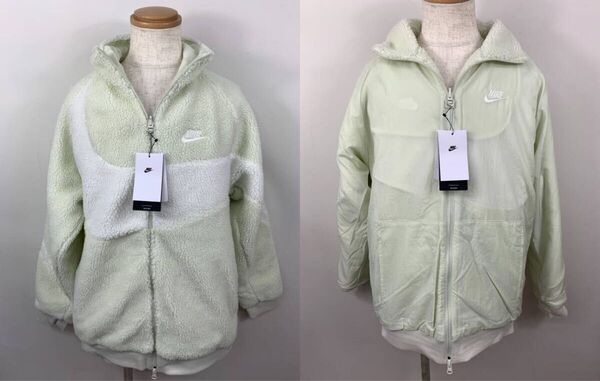 新品未使用 NIKE ナイキ BIG SWOOSH ビッグス ウッシュ リバーシブル ボア ジャケット ホワイト Lサイズ