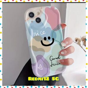 Redmi12 5Gケース スマイル ブルー