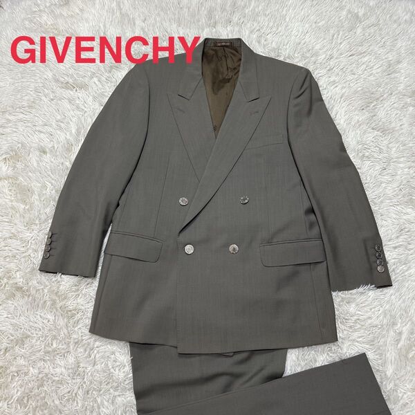 GIVENCHY ジバンシィ ダブルブレスト スーツ セットアップ 上下セット ビジネス カジュアル 古着 銀ボタン ロゴ