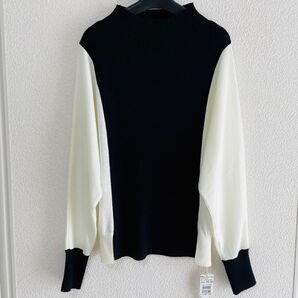 ヤマダヤ soeur7 バイカラーニット 薄手ニット ブラック ホワイト 38 M
