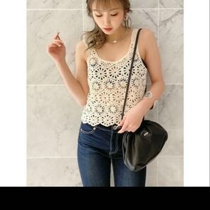 GYDA クロシェショートニットタンクトップ