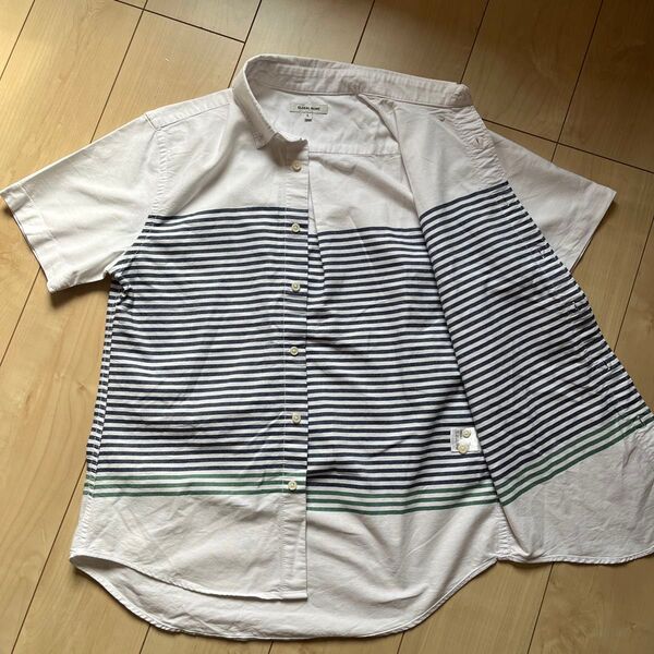 GLOBAL WORK 半袖シャツ ボーダー Lサイズ メンズ
