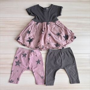 next ワンピース チュニック レギンス スパッツ 女の子 ベビー 赤ちゃん グレー ピンク 星 ナイトウエア