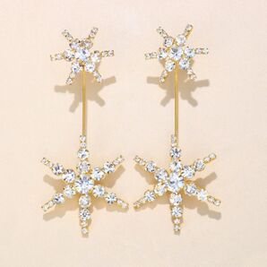 スターピアス ゴールド 星型 ロングピアス クリスタル ウェディング キラキラ 星