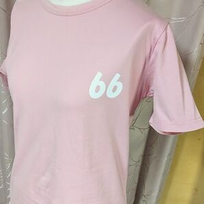 最終価格★値下げ★レディース66 ロゴTシャツ パステルピンク Fサイズ