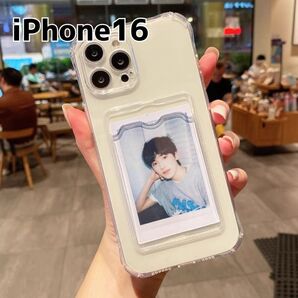 iPhone16 ケース カード入れ 推し活 写真 クリア 透明 スマホ カバー プリクラ 収納 ポケット 韓国 スマホケース