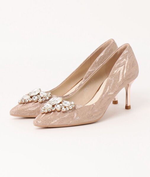 【Jasmine】ビジューハイヒールパンプス ヒール6cm ゴールド 23㎝
