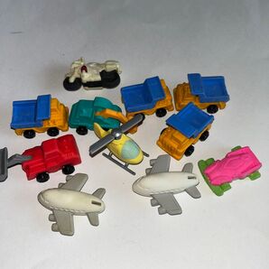 中古 消しゴム トラック ブルドーザー ショベルカー 飛行機 ヘリコプター 白バイ ミニチュア