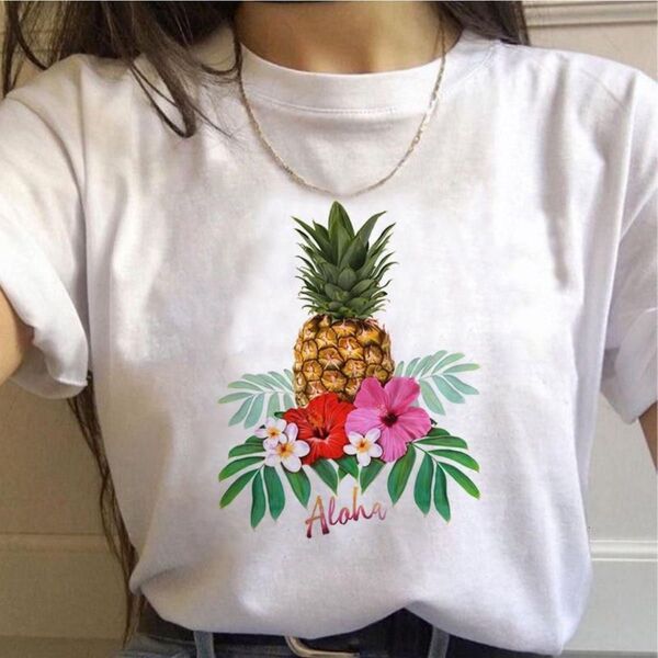 アロハ★パイナップル柄ハワイアンTシャツ M★フラダンス リゾート 可愛い おしゃれ ビーチ