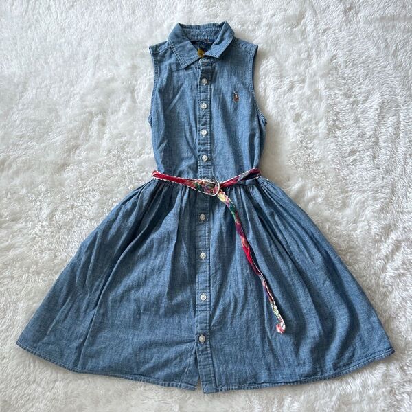 Polo Ralph Lauren 近年QRタグ付き デニムワンピース 7Y 130cm