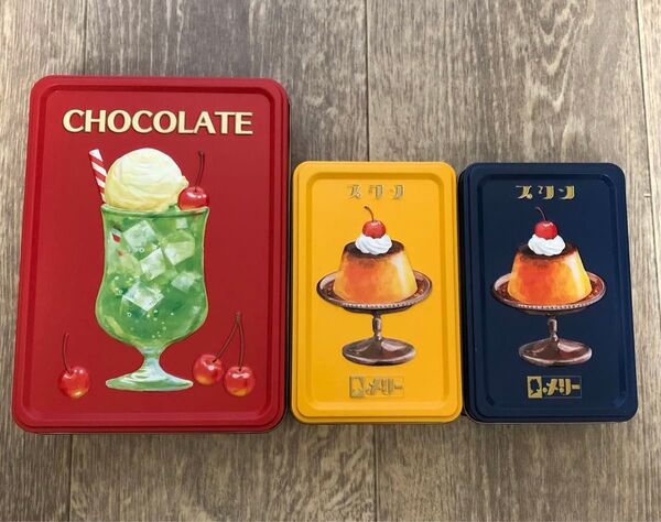 メリーチョコレート 缶のみ クリームソーダ プリン はじけるキャンディチョコレート