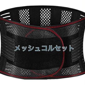 メッシュコルセット 腰サポーター ムレない腰ベルト 薄型 通気性 Lサイズ