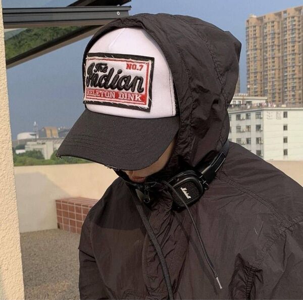 キャップ メッシュキャップ 帽子 アメカジ CAP ブラック Y2K グランジ