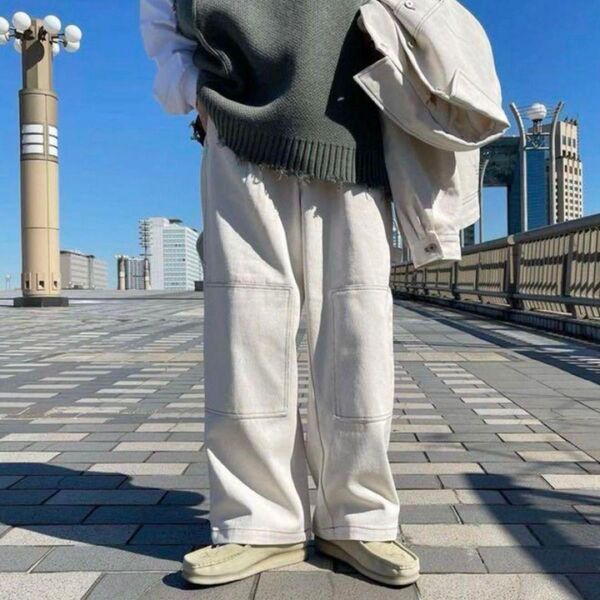perushu 配色ステッチワイドペインターパンツ Mサイズ