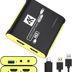 HDMI ビデオキャプチャー ボード Switch対応 パススルー イエロー