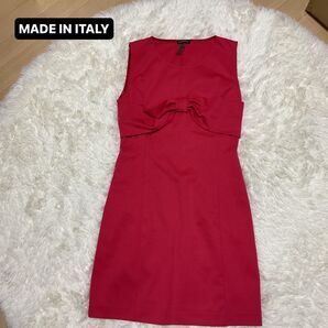 MADE IN ITALY ノースリーブ ワンピース レッド系 チュニック レディースLサイズ 254
