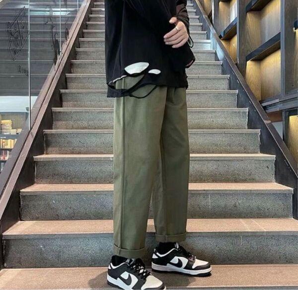 カーゴパンツ ワイド Mサイズ ウエストゴム製 男女兼用 韓国風