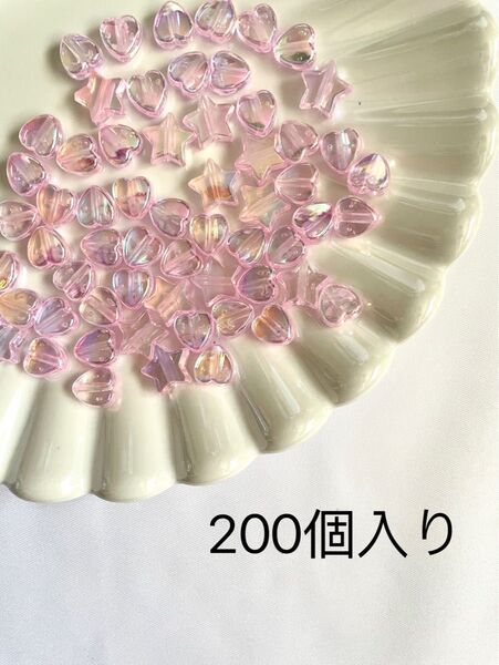 オーロラ ピンク ビーズ ハート 星 ハンドメイド 素材 ストラップ デコ