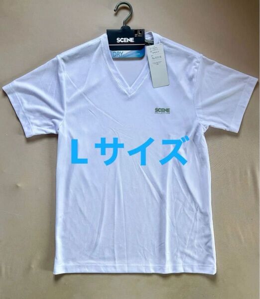 SCENE COLLECTION メンズ Vネック半袖Tシャツ ホワイト Lサイズ 新品未使用