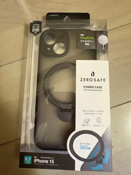 【値下げ】iPhone15 ZEROSAFE HYBRID CASE 7871IP361HPMBK(フロストブラック)