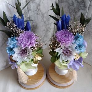 仏花プリザーブドフラワー ガラスボトル入り1対2基 お仏壇花 お供え花 長持ちする花 花