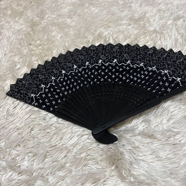 未使用 センス 扇子 ブラック 布タイプ