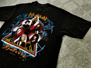 良好 80s 88年 DefLeppard Hysteria tour デフレパード ツアーTシャツ 黒 M 位 USA製 アメリカ製 ビンテージロックTシャツ