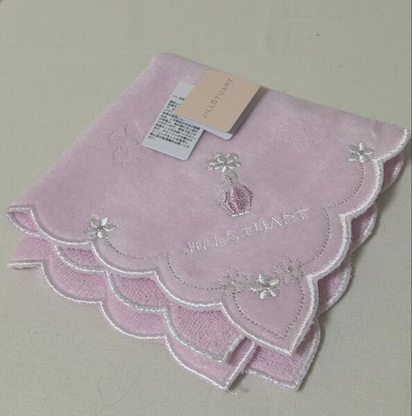 ジルスチュアート ハンカチ 刺繍 花柄 ピンク 新品タグ付き