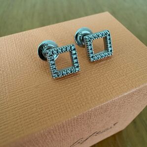 Vivaraスクエアダイヤモンドピアス シルバー925 箱付き