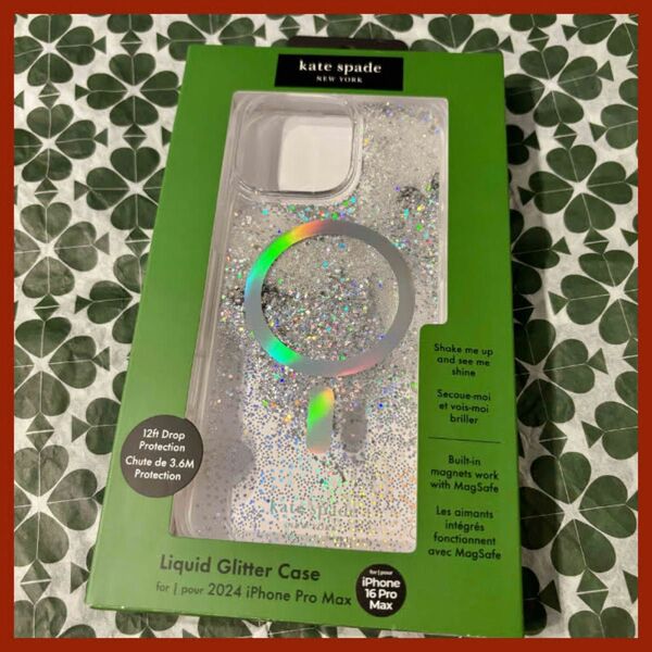 kate spade iPhone16ProMaxケース オパール グリッター
