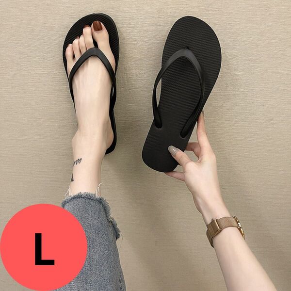 ビーチサンダル L レディース 黒 紫 海 美脚 おしゃれ
