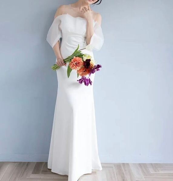 【新品未使用】ウエディングドレス オフショルダー マーメイド 結婚式 前撮り フォトウエディング 発表会