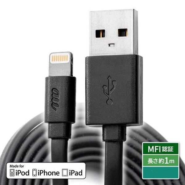 新品iPhone iPad 充電 MFI認証 同期 ケーブル USBケーブル 1m L07 ブラック R04Q007K