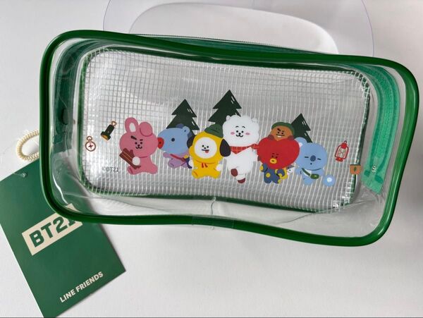 BT21 クリアペンケース the Green planet ポーチ コスメポーチ 小物入れ BTS LINE FRIENDS