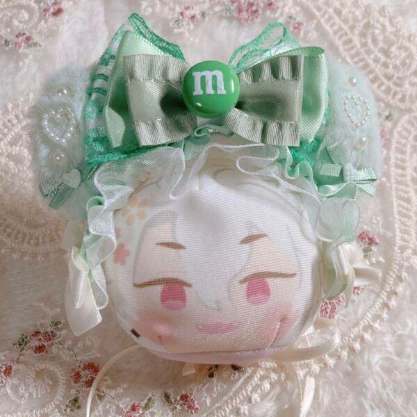 おまんじゅう ヘッドドレス *ホワイトグリーン×マーブル×ねこみみ*
